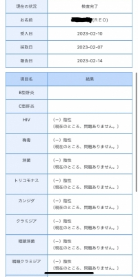 REO(ﾚｵ) 検査結果