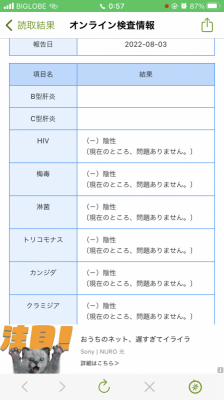 KOUKI(ｺｳｷ) 性病検査結果◎