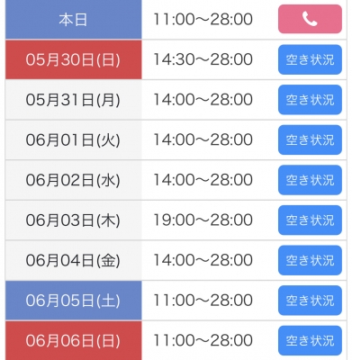 COH(コウ) 直近のシフト