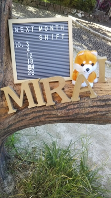 MIRAI(ミライ) 10月のシフトです(^^)