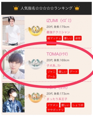 TOMA(トウマ) 本指名ランクイン( ´ ▽ ` )