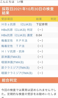 REI（ﾚｲ） 今月の検査結果は…！