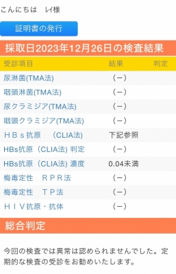 REI（ﾚｲ） 今年最後の検査！