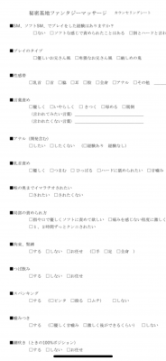 TOKI(トキ) SM、ソフトSM用カウンセリングシート