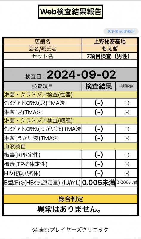 MOEGI（ﾓｴｷﾞ） 検査結果報告