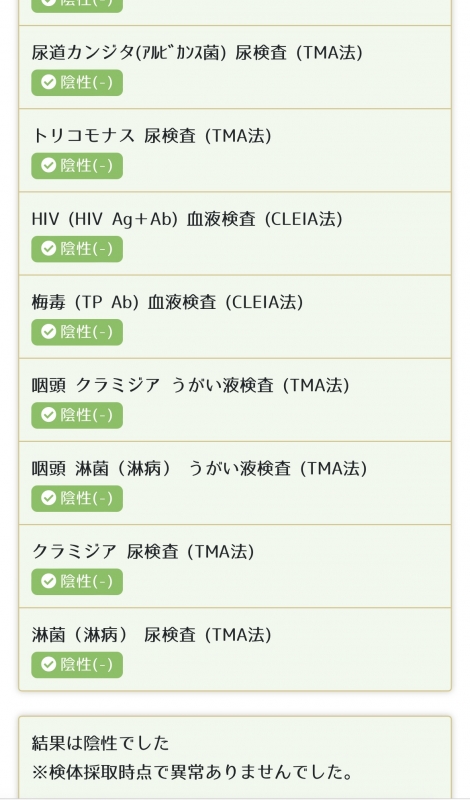 REN(ﾚﾝ) 6月の検査結果